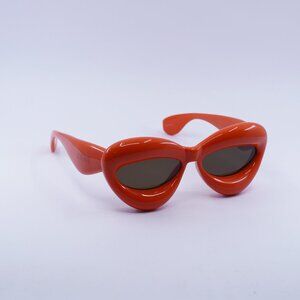 Loewe LW40097I 42E Sunglasses Orange Cat Eye Frame, Brown Lenses